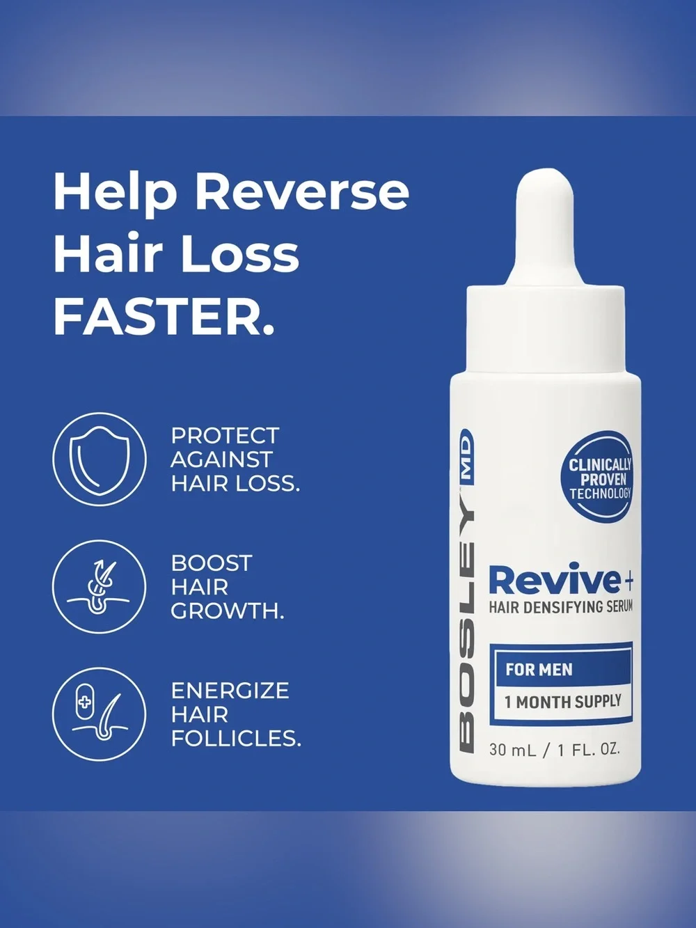 BosleyMD Revive+ Densifying Serum for Men 1 month supply